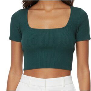 Aritzia Babaton Sculpt Knit Square Neck Crop Top Forest Green M